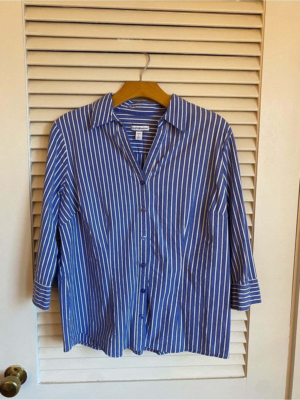 Croft & Barrow Cotton-blend 3/4 Sleeve Button-Down Striped Shirt